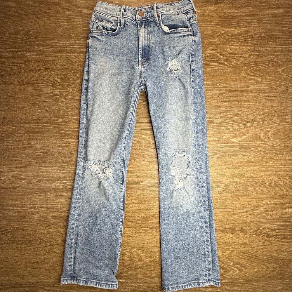 Mother The Insider Ankle Jeans Women Size 25 Distressed Crop Blue USA Flaw - Picture 2 of 13